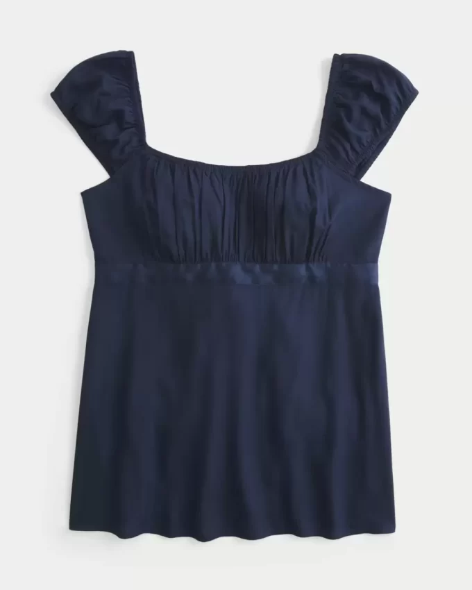 Easy Satin Tie Babydoll Top