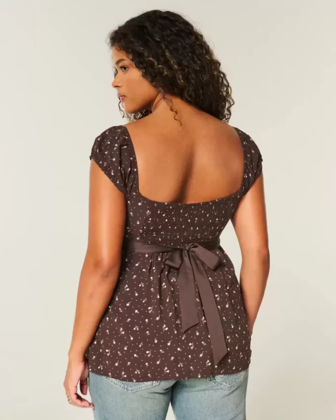 Easy Satin Tie Babydoll Top