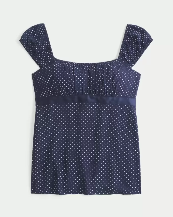 Easy Satin Tie Babydoll Top