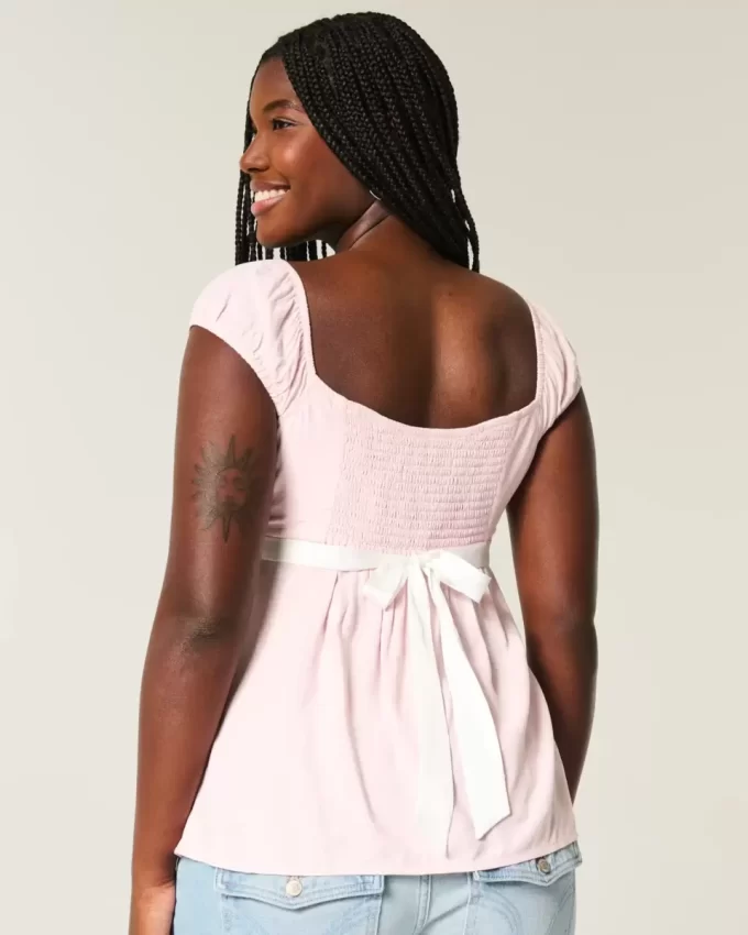 Easy Satin Tie Babydoll Top