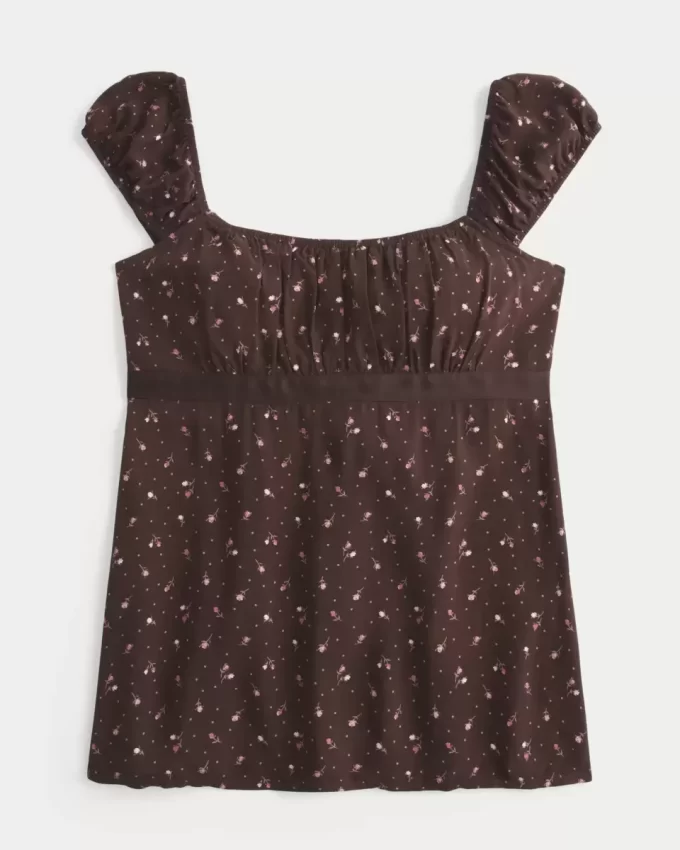Easy Satin Tie Babydoll Top