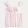Easy Satin Tie Babydoll Top