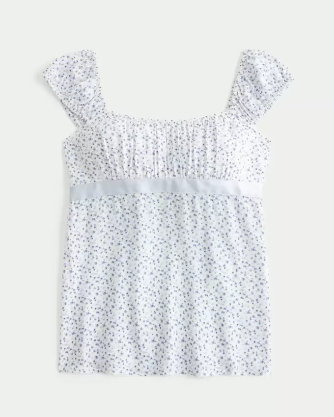 Easy Satin Tie Babydoll Top