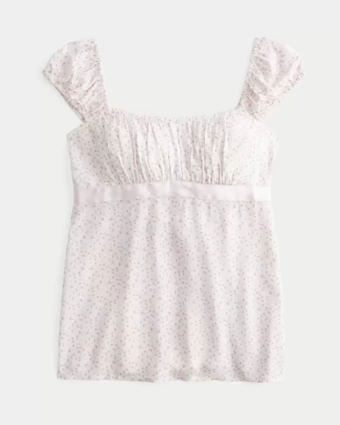 Easy Satin Tie Babydoll Top