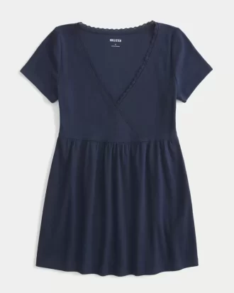 Easy Short-Sleeve Lace Trim Babydoll Top