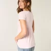Easy Short-Sleeve Lace Trim Babydoll Top