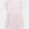 Easy Short-Sleeve Lace Trim Babydoll Top