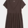 Easy Short-Sleeve Lace Trim Babydoll Top