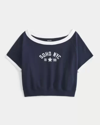 Easy Short-Sleeve Terry Fleece Graphic Sweatshirt