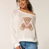 Easy Stitchy Graphic Slouchy Crew Sweater