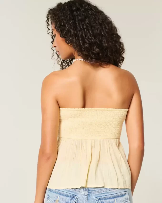 Easy Strapless Crochet Mix Babydoll Top