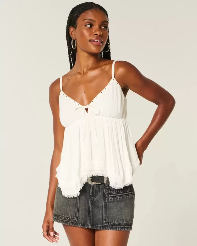 Easy Studded Babydoll Top