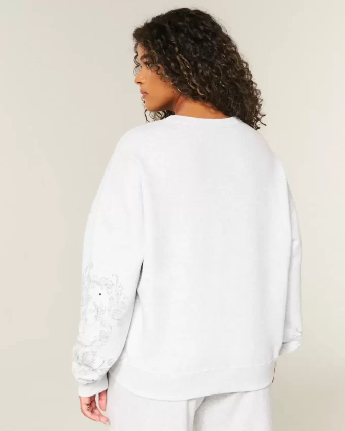 Easy Studded Graphic Crew Sweatshirt