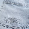 Embroidered Light Wash Skater Baggy Jeans