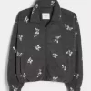 Embroidered Sherpa Fleece Jacket