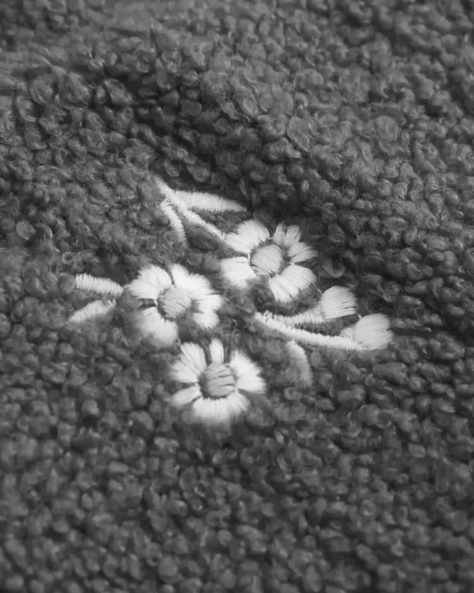 Embroidered Sherpa Fleece Jacket