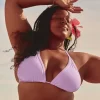 Embroidered Stitch Triangle Bikini Top