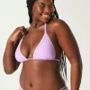 Embroidered Stitch Triangle Bikini Top