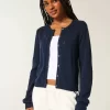 Eyelet Crew Cardigan