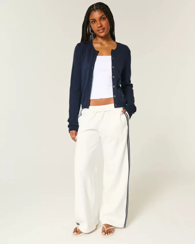 Eyelet Crew Cardigan