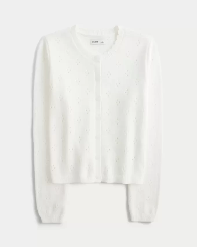 Eyelet Crew Cardigan