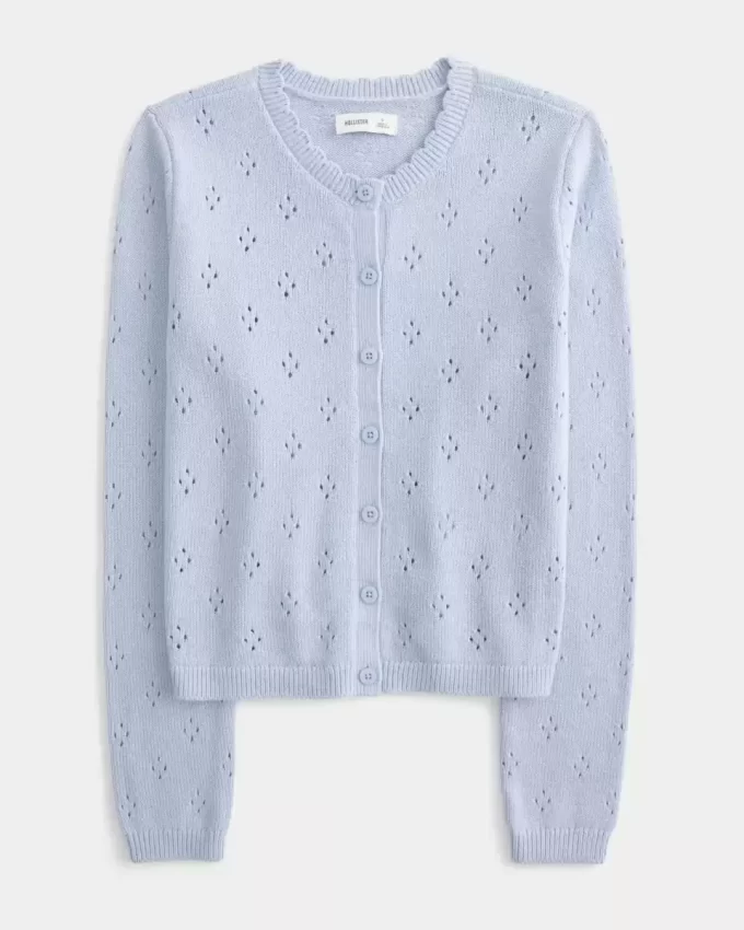 Eyelet Crew Cardigan