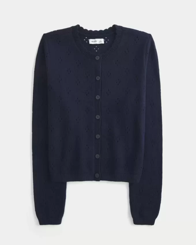 Eyelet Crew Cardigan