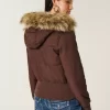 Faux Fur Trim Puffer Bomber Jacket