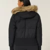 Faux Fur Trim Puffer Bomber Jacket