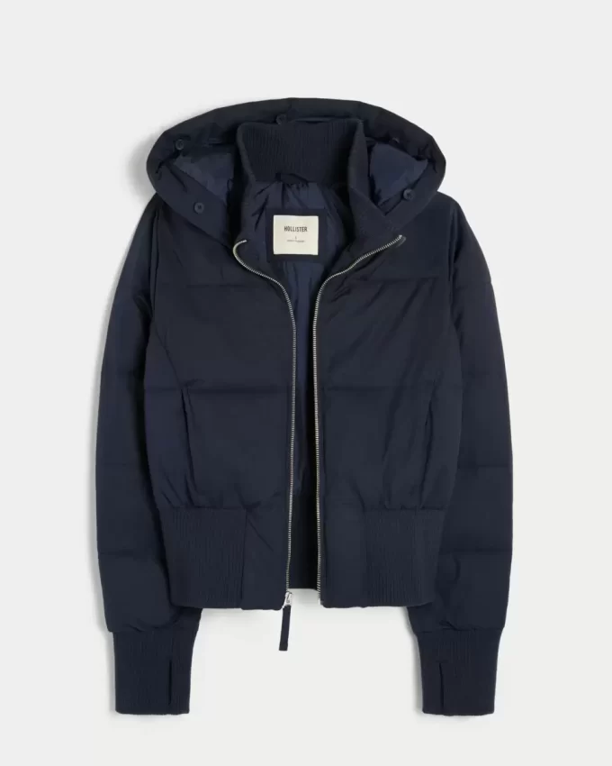 Faux Fur Trim Puffer Bomber Jacket