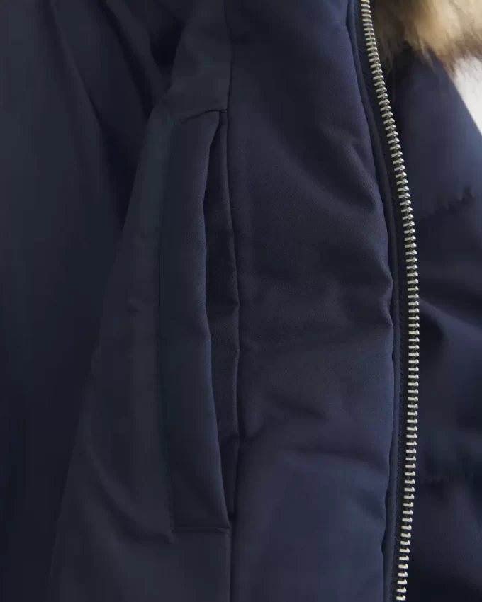 Faux Fur Trim Puffer Bomber Jacket