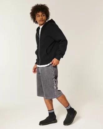 Flame Graphic Super Baggy Denim Painter Shorts