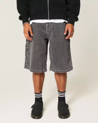 Flame Graphic Super Baggy Denim Painter Shorts