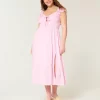Flutter Sleeve Double-Tie Midi Dress
