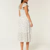 Flutter Sleeve Double-Tie Midi Dress