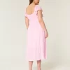 Flutter Sleeve Double-Tie Midi Dress
