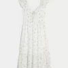 Flutter Sleeve Double-Tie Midi Dress
