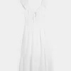 Flutter Sleeve Double-Tie Midi Dress