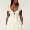 Flutter Sleeve Double-Tie Skort Dress