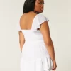 Flutter Sleeve Pinch Bust Mini Skort Dress