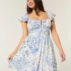 Flutter Sleeve V-Waist Mini Dress