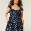 Flutter Sleeve V-Waist Mini Dress