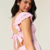 Flutter Sleeve V-Waist Mini Dress