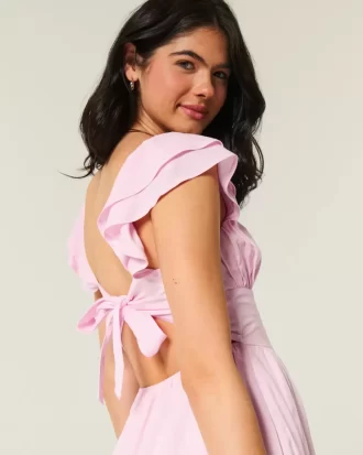Flutter Sleeve V-Waist Mini Dress