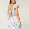 Flutter Sleeve V-Waist Mini Dress