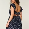 Flutter Sleeve V-Waist Mini Dress