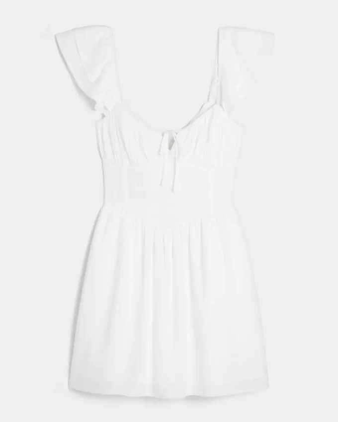 Flutter Sleeve V-Waist Mini Dress