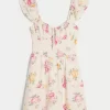 Flutter Sleeve V-Waist Mini Dress