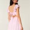Flutter Sleeve V-Waist Mini Dress