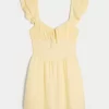 Flutter Sleeve V-Waist Mini Dress